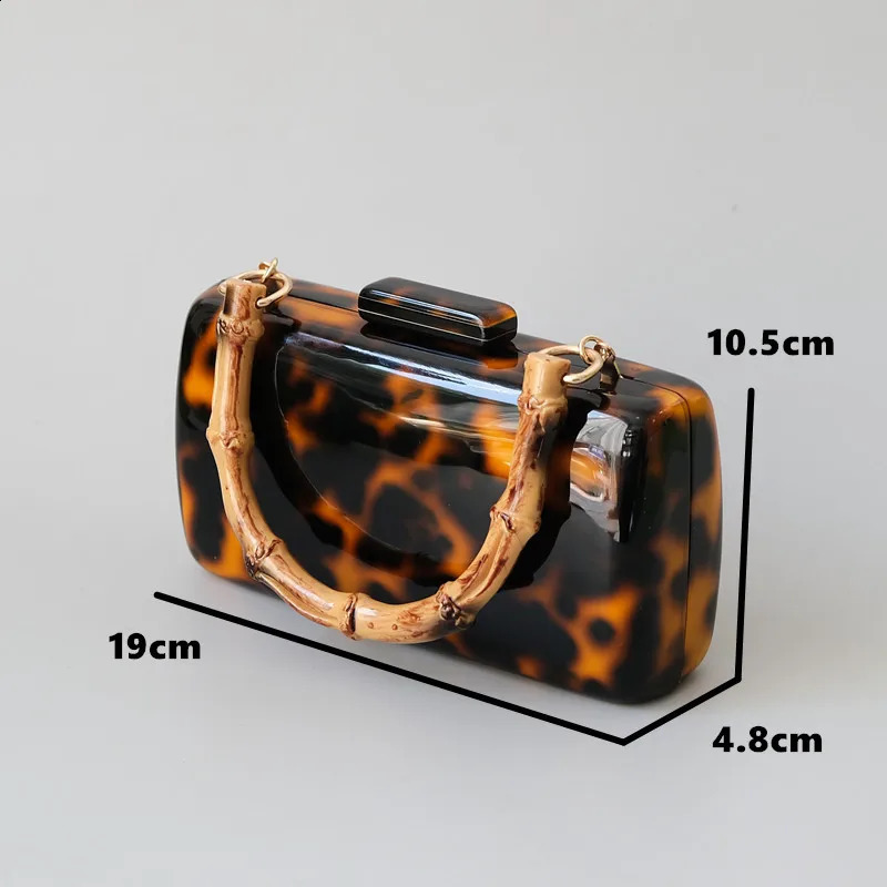 Fashion Bag Fashion Womens Handbag Leopard Acrylic Party Evening Bag Womens Amber Fashion Handbag Box Clutch Wallet 240816