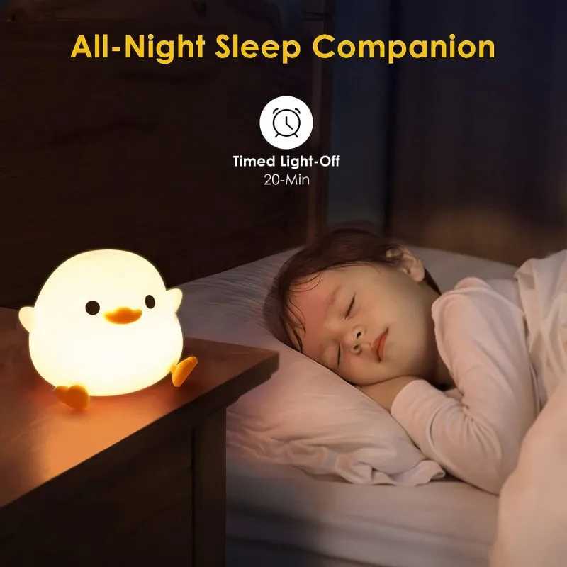 Cartoon Bean Duck Silicone Lamp LED DoD Duck Cute Night Light Kindergarten Night Light Rechargeable Desk Lamp W240816