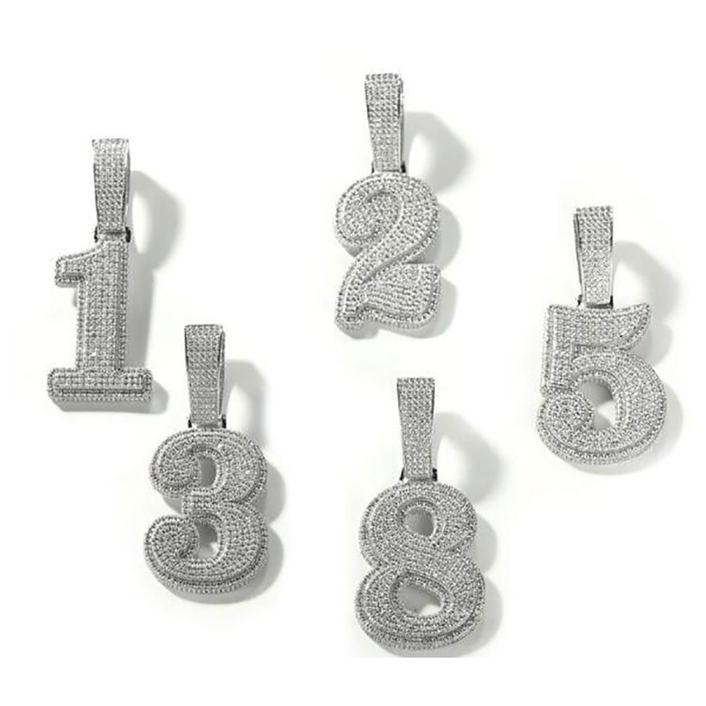 Pendant Necklaces Men Women A- Z Double Layer Stones Cursive Initiall Number Necklace For Gifts Cubic Zirconia Hip Hop Drop Delivery J Oto6V