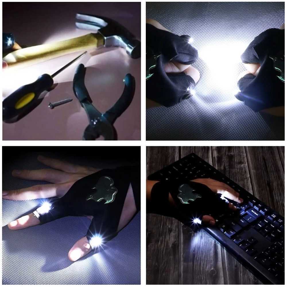 LED Gloves Finger Lamp USB Rechargeable Magic Strap Hands Free Gloves Flashlight Outdoor Waterproof Rescue Repair Night Lighting Y240817