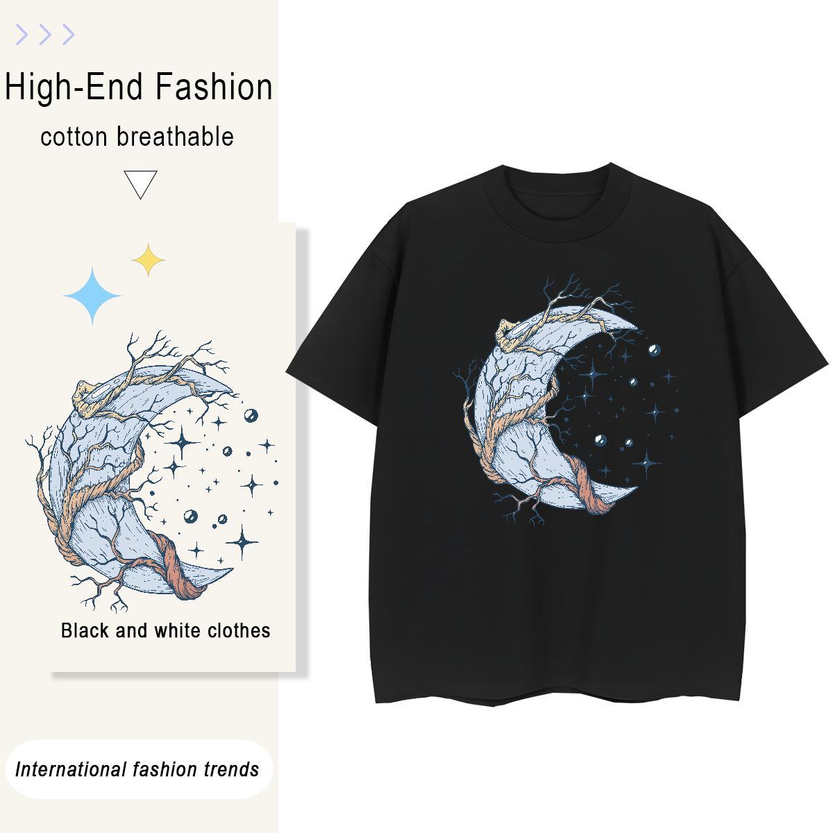Brand Women Tshirts Street Breathable Crew Neck Tops Loose 230g 100% Cotton ET Plus Size Cartoon T-Shirts