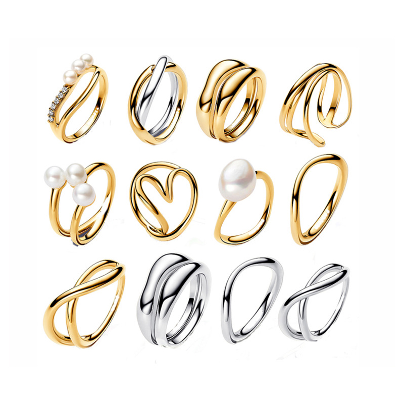 Fashion Authentic Rings Women Pearl CZ S925 Sterling Silver For PAN 18K Gold Filled Birthday Christmas Wedding Gifts Jewelry R044