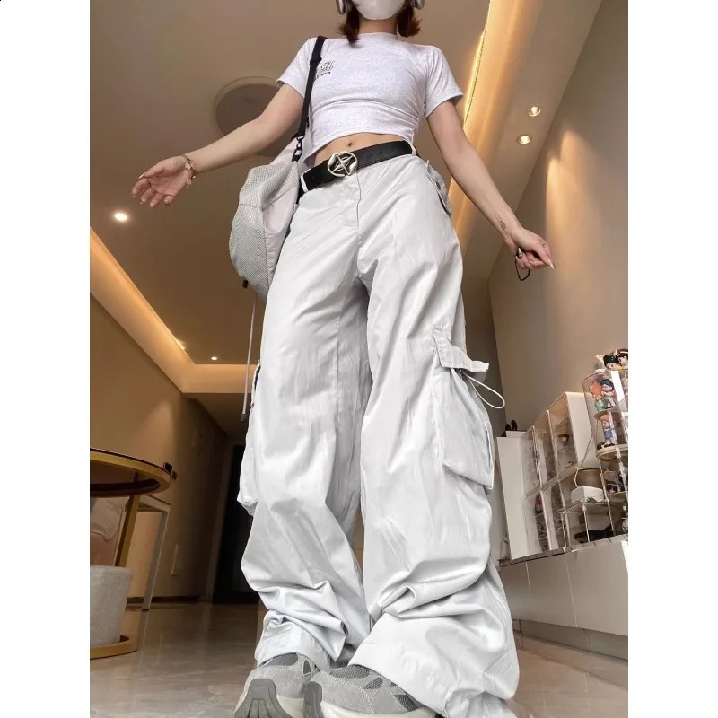 Deeptown Vintage Oversized Cargo Pants Women America Retro Casual Sports Baggy Trousers Korean Style Summer Thin Pantalones Z260314