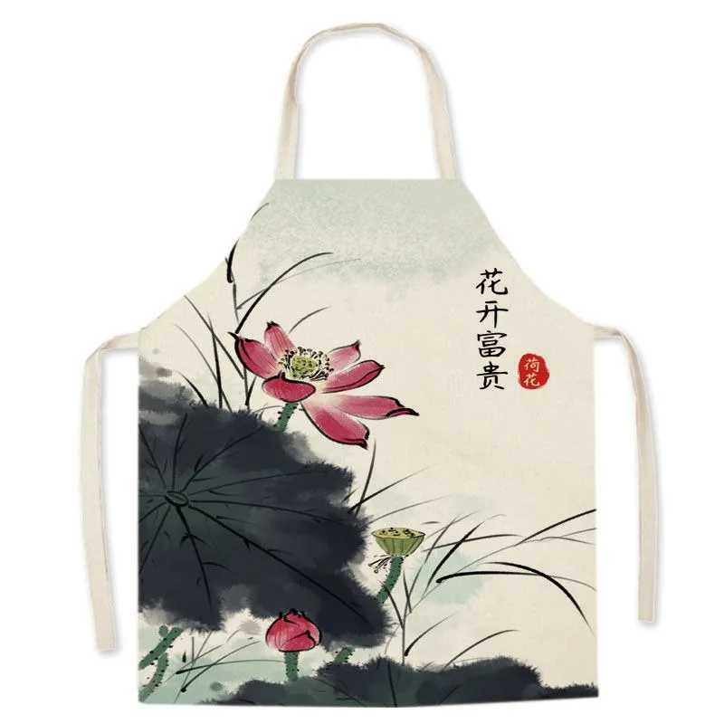 Chinese Retro Chinese Style Sleeveless Apron Adult Home Cleaning Linen Bib Mens Kitchen Cooking Baking ApronXJ240816