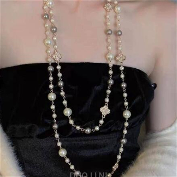 Long Pearl necklace Fashion everything sweater chain Multi-layer alloy necklace accessories
