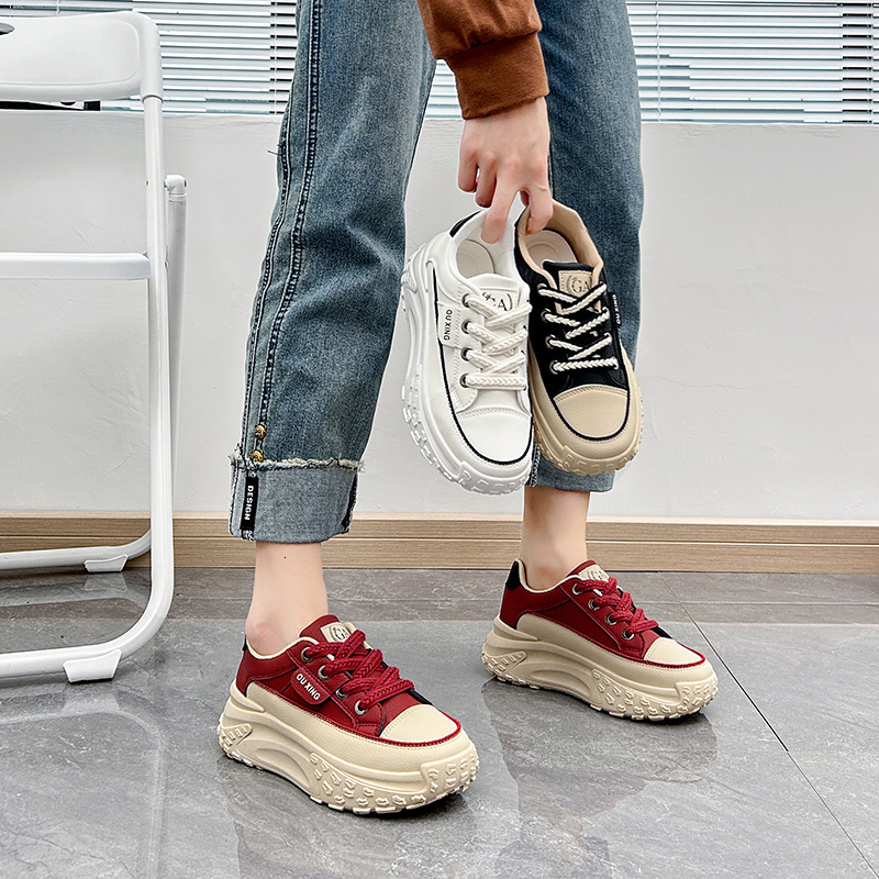 Ddmysports Instagram Korean Spring New Dad Female Student Sports Running Casual Thick Sole Elevated Shoes Y OUTDOOR