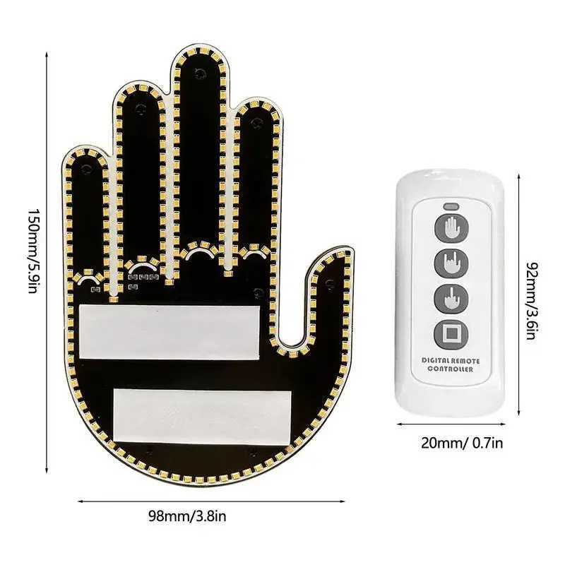 1 Set Car Finger Light with Remote Control Cool Funny Car Interior Light Finger Up LED Middle Finger Hand Lamp Car Accessories Y240817