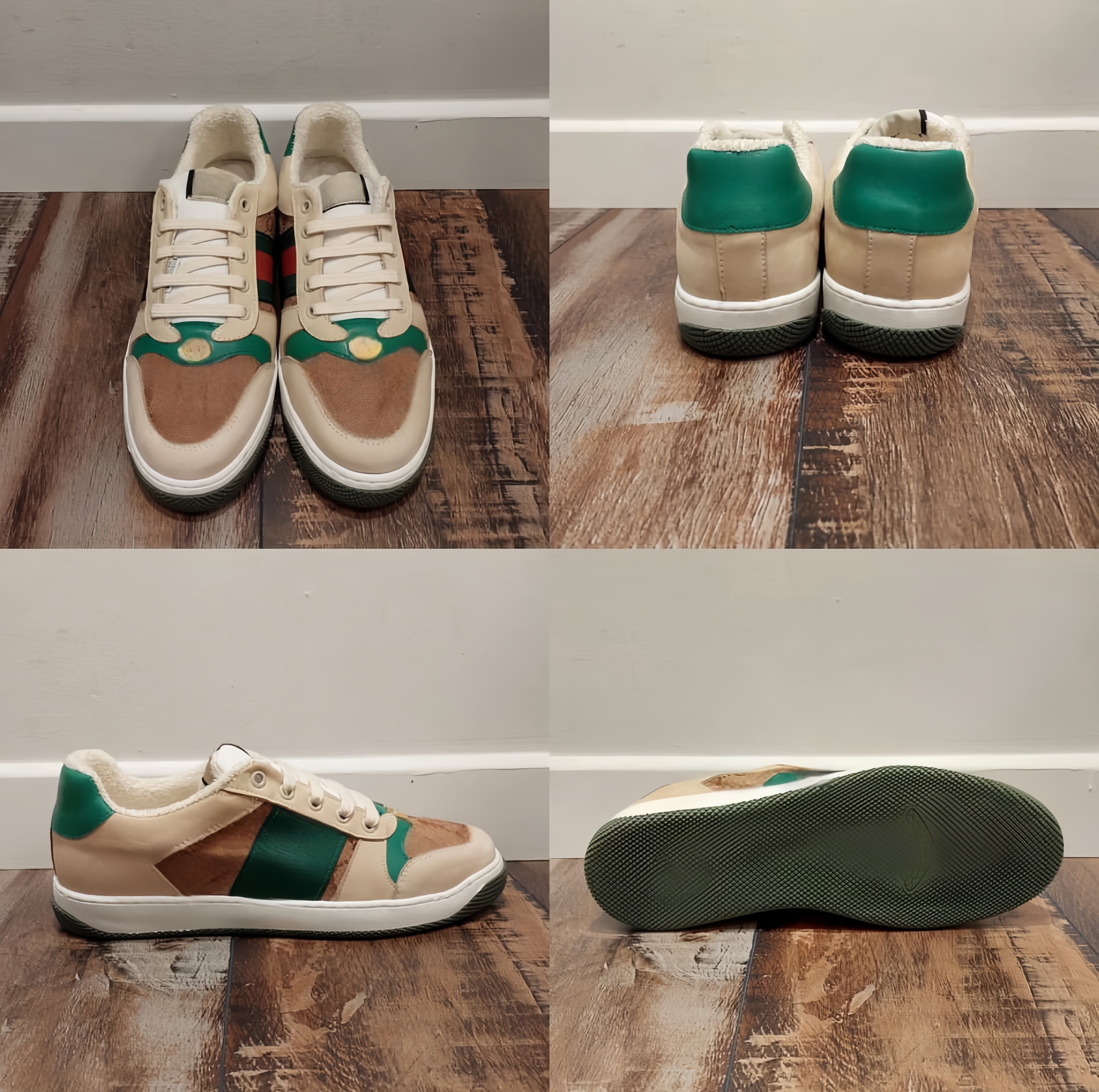Designer Femme's Screenner Leather Sneaker Man Shoe présente la bande Web Stripe sur le côté Casual Chores Femme Chaussures Chaussures Men Outdoo