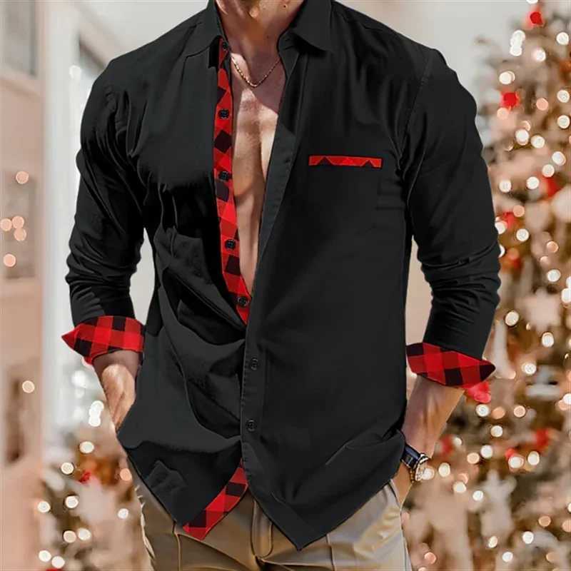 2024 Fashion Simple Office Business Casual Smooth Splicing Mens Shirt Soft Comfortable Lightweight Top Button Collar Plus SizeW240726