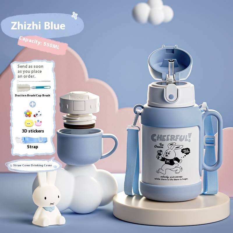 Stylish Kids' Insulating Water Jug - 316 Food Safe Stainless Steel, Ideal for School Use with Integrated Straw Feature