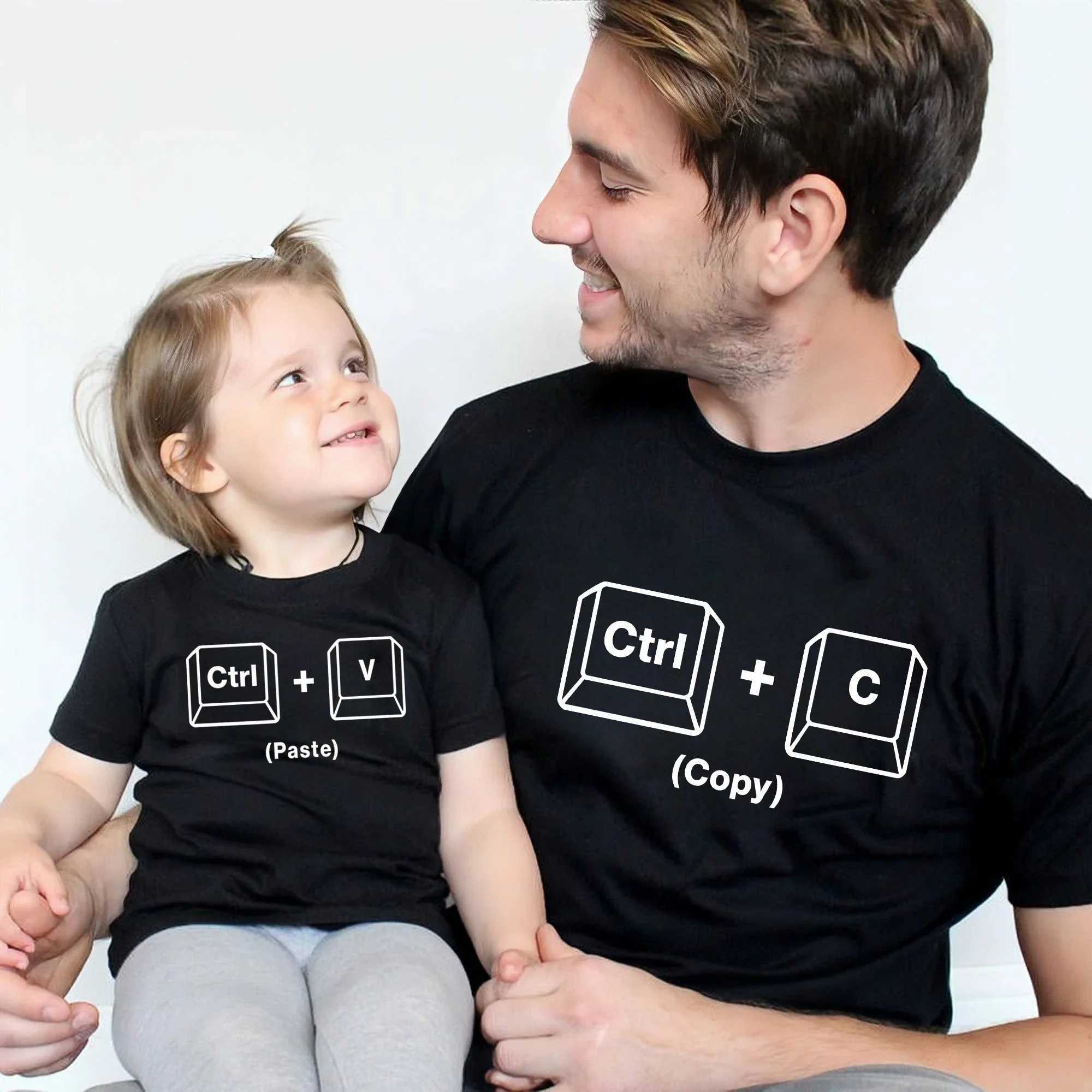Copy Paste Shirt Father and Baby Matching Shirts Ctrl C Ctrl V Print Daddy Daughter Shirts New Fathers Day Gift W240816