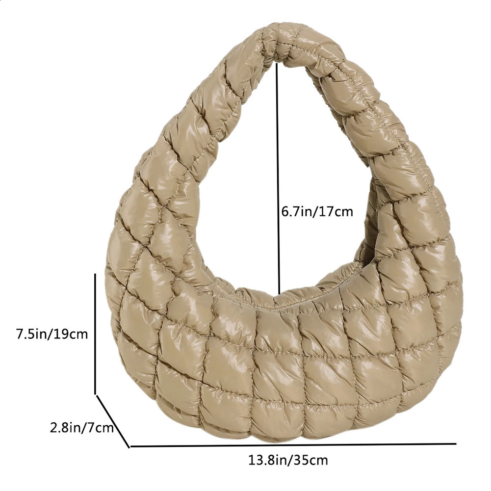 Korean Fashion Cloud Underarm Bag Women ner Quilted Padded Shoulder Bags Lightweight Soft Puff Small Tote 241227