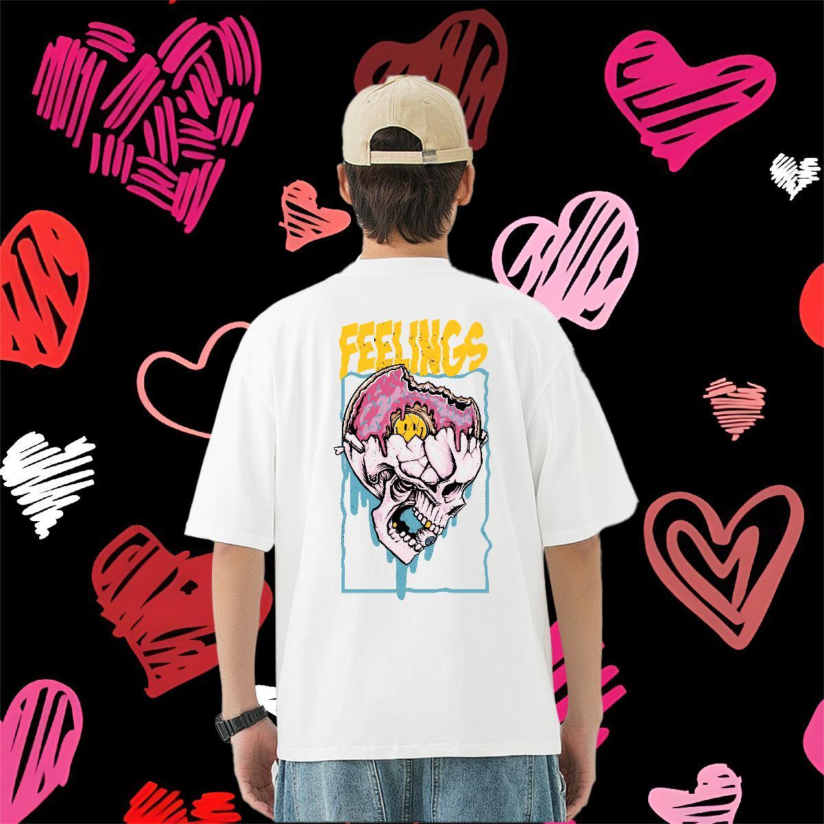 Designer T Shirts Men 230g Cotton skull Spring Summer Customized O Neck Short Sleeves Men Clothes T-Shirt New Arrival Wear