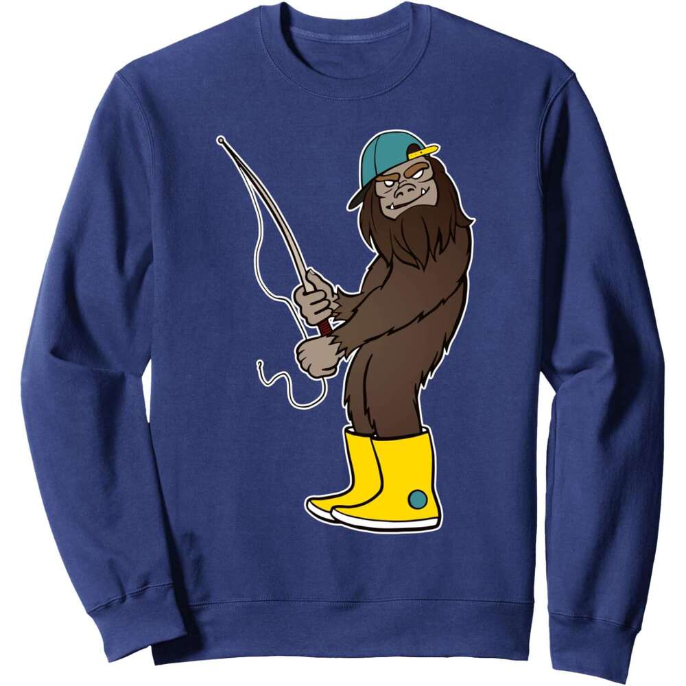 Long Sleeve Shirts for Men sweatshirt Bigfoot Fishing Funny Boots and Cap Fish Lover Gift Sweatshirt Tee Streetwear Casual tops clothes