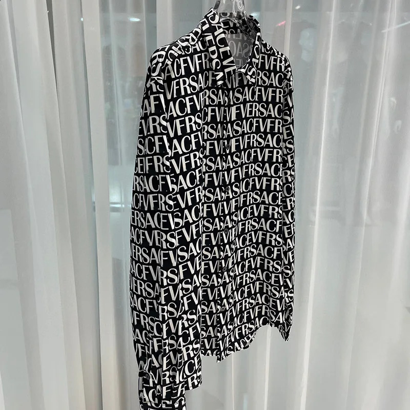 Printed fashion shirt mens spring and summer fashion lapels long sleeves loose slim chic floral top trendy and foreign 240816