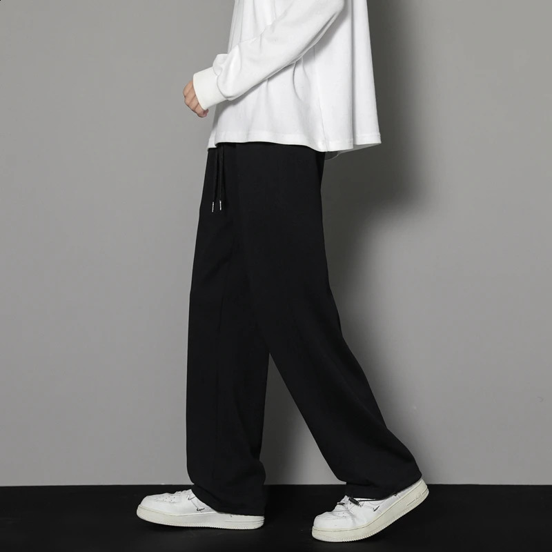 CAAYU Sweatpants Mens Straight Pants Large Size Male Loose Black Casual Pants Streetwear Sport Trousers Joggers Oversize Sports 240816CJ