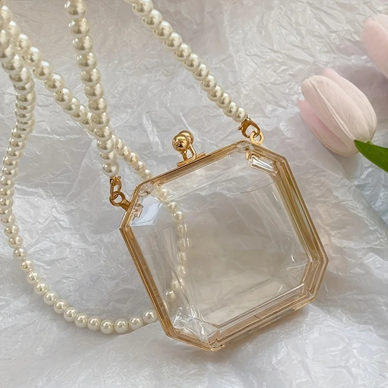 Transparent acrylic shell shaped bag fashion chain cross body bag womens niche novel wallet 240816