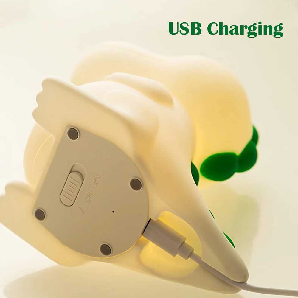 LED night light cartoon silicone dinosaur light color light childrens bedroom decoration holiday gift C-type charging W240816