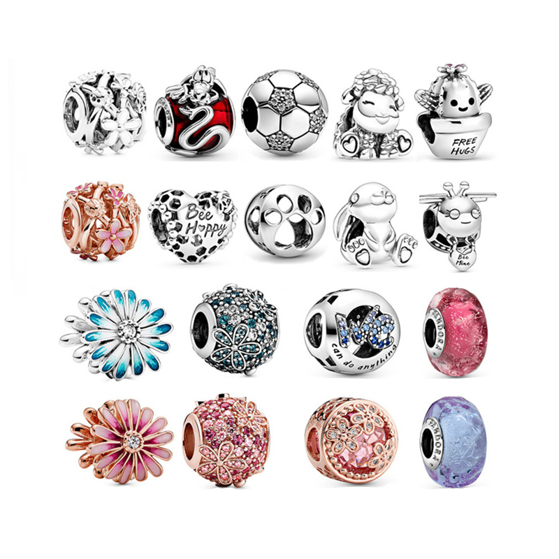 S925 Sterling Silver Loose Beads Charms Women Rose Gold For PAN Fits 3mm Snake Chain Bracelets Birthday Christmas Gift DIY Making Jewelry B072
