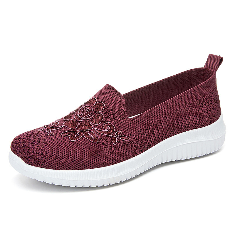 Ddmysports Female Spring And Autumn New Old Beijing Cloth Embroidered Mom S With Shallow Mouth One Step Women Shoes OUTDOOR