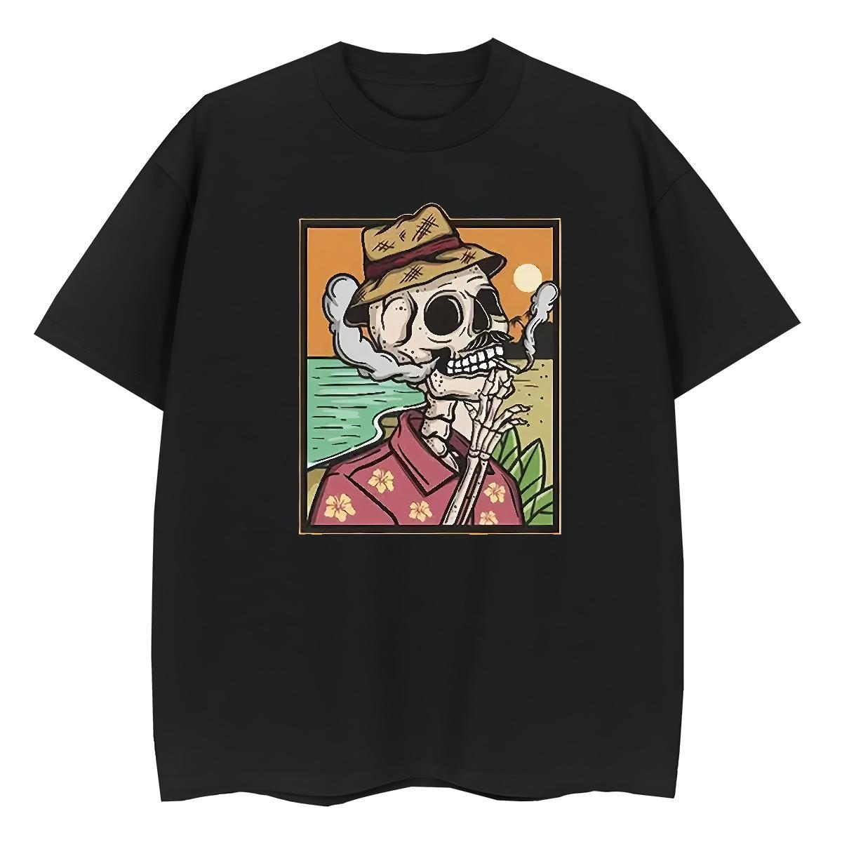 Brand T shirt 230g Cotton skull Sports Casual Oversized Breathable Short Sleeve Mens Tshirts Fashion Casual Wear