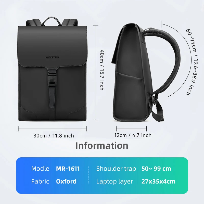 MarkRyden MUKE I Classic Business Work Black Leather Backpack Leather backpack Mens Backpack. 240816