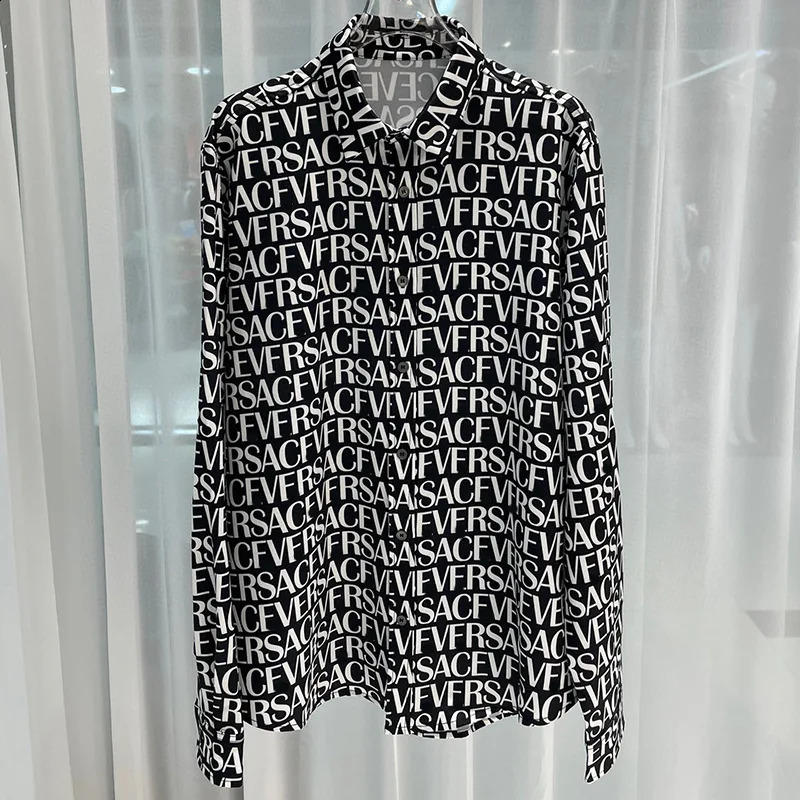 Printed fashion shirt mens spring and summer fashion lapels long sleeves loose slim chic floral top trendy and foreign 240816