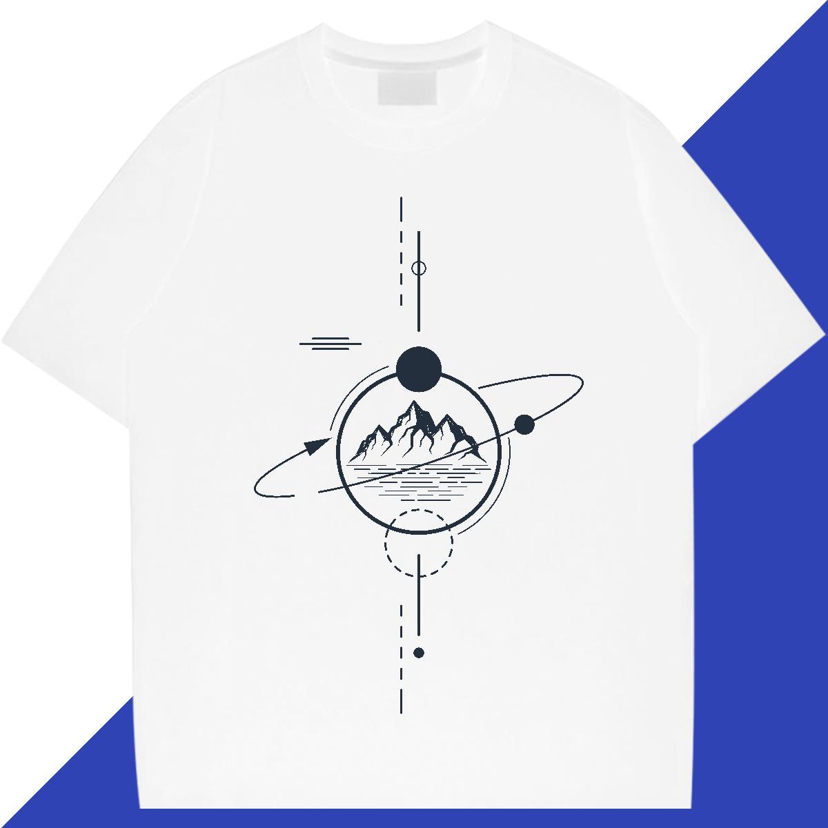 Wholesale Mens T Shirts 230g 100% Cotton mountains Street Casual Plus Size Cartoon Breathable Men Tees DIY Customized Tops