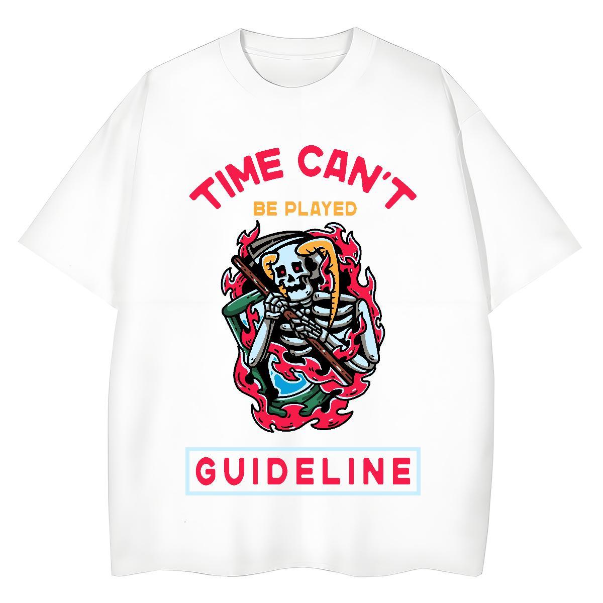 Free Shipping Men T Shirts 230g Cotton skull Street Plus Size Cartoon Short Sleeve O-Neck Couples T Shirts 2024 DIY Clothings