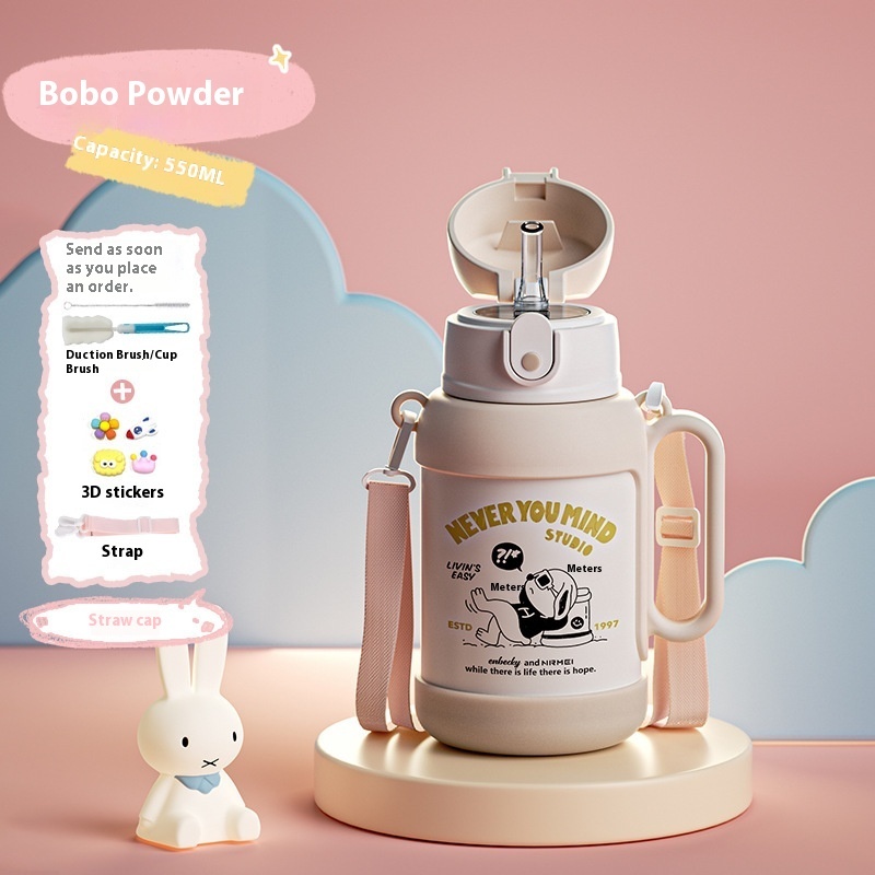 Stylish Kids' Insulating Water Jug - 316 Food Safe Stainless Steel, Ideal for School Use with Integrated Straw Feature