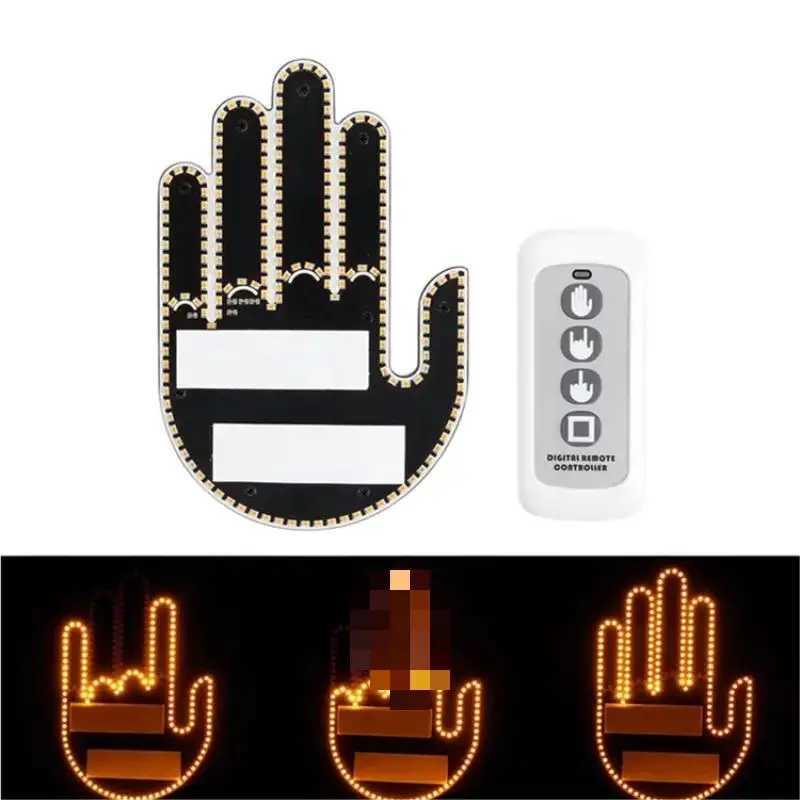 1 Set Car Finger Light with Remote Control Cool Funny Car Interior Light Finger Up LED Middle Finger Hand Lamp Car Accessories Y240817
