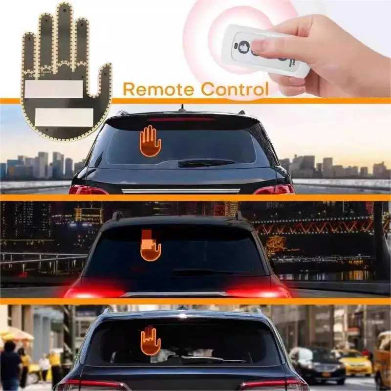 1 Set Car Finger Light with Remote Control Cool Funny Car Interior Light Finger Up LED Middle Finger Hand Lamp Car Accessories Y240817