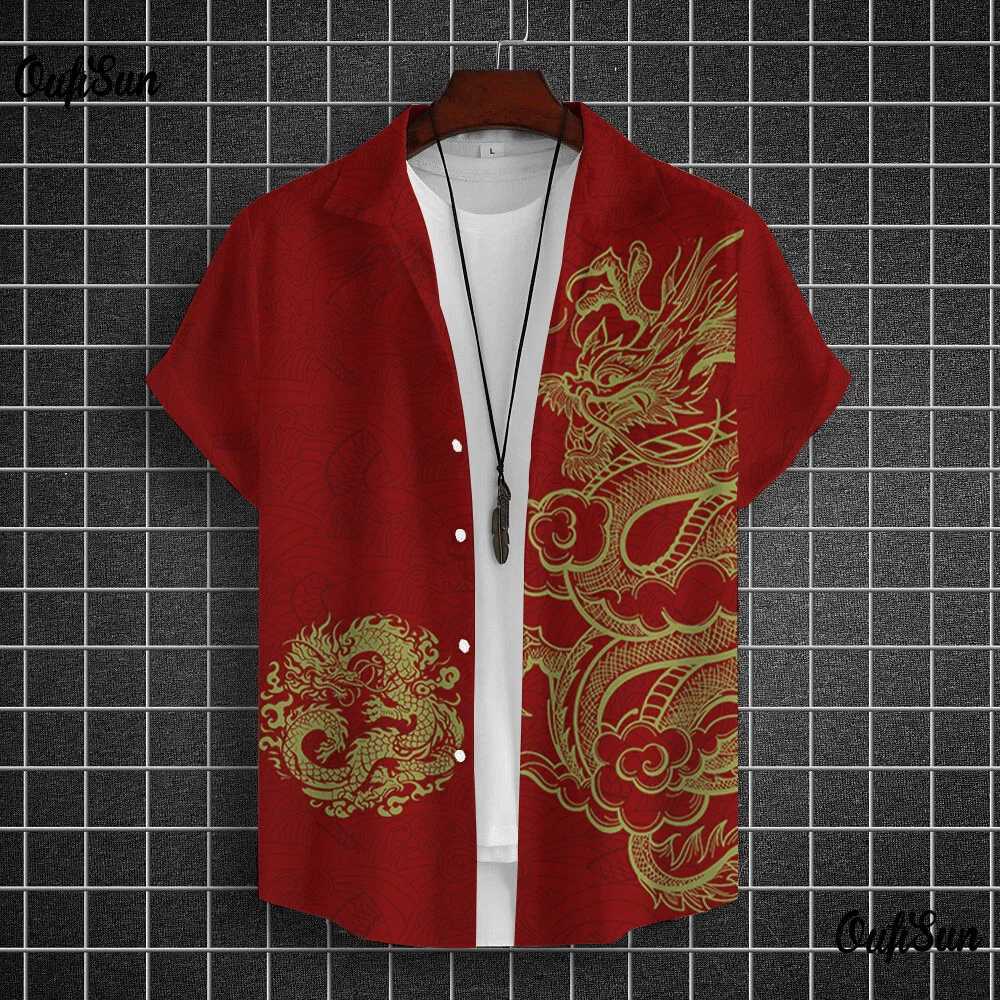 Mens Shirts Short Sleeve Tops Dragon Graphic Clothing 3d Shirts 2024 Casual Fashion Streetwear Summer Apparel For Male Blouse W250103