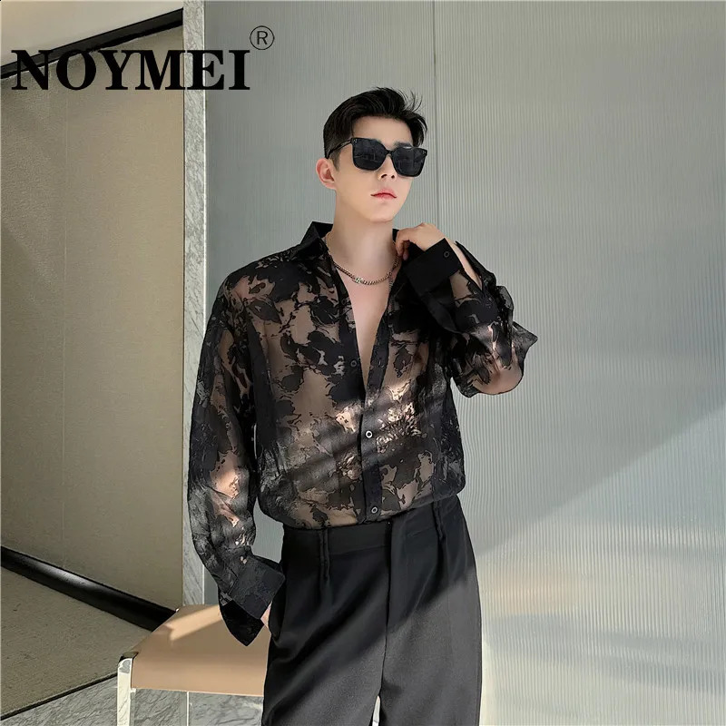 NOYMEI chiffon long sleeve shirt single breasted summer fashion korean style transparency top personality WA5114 240816