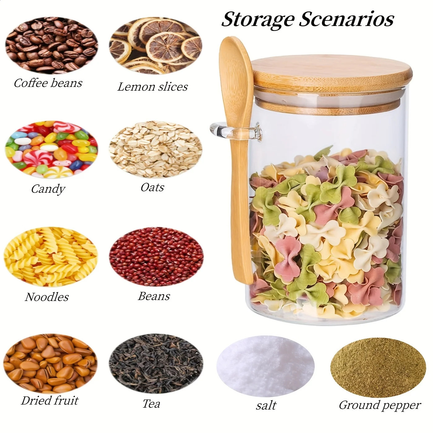 18oz Airtight Glass Jars With Lids And Spoons Candy Jars With Lids Clear Spice Jars Small Food Storage Containers 240816