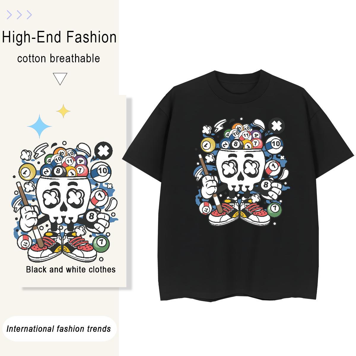 Fashion Womens Tshirts Daily Wear Breathable Short Sleeve Polos Unisex 230g 100% Cotton ET Black White T-Shirts