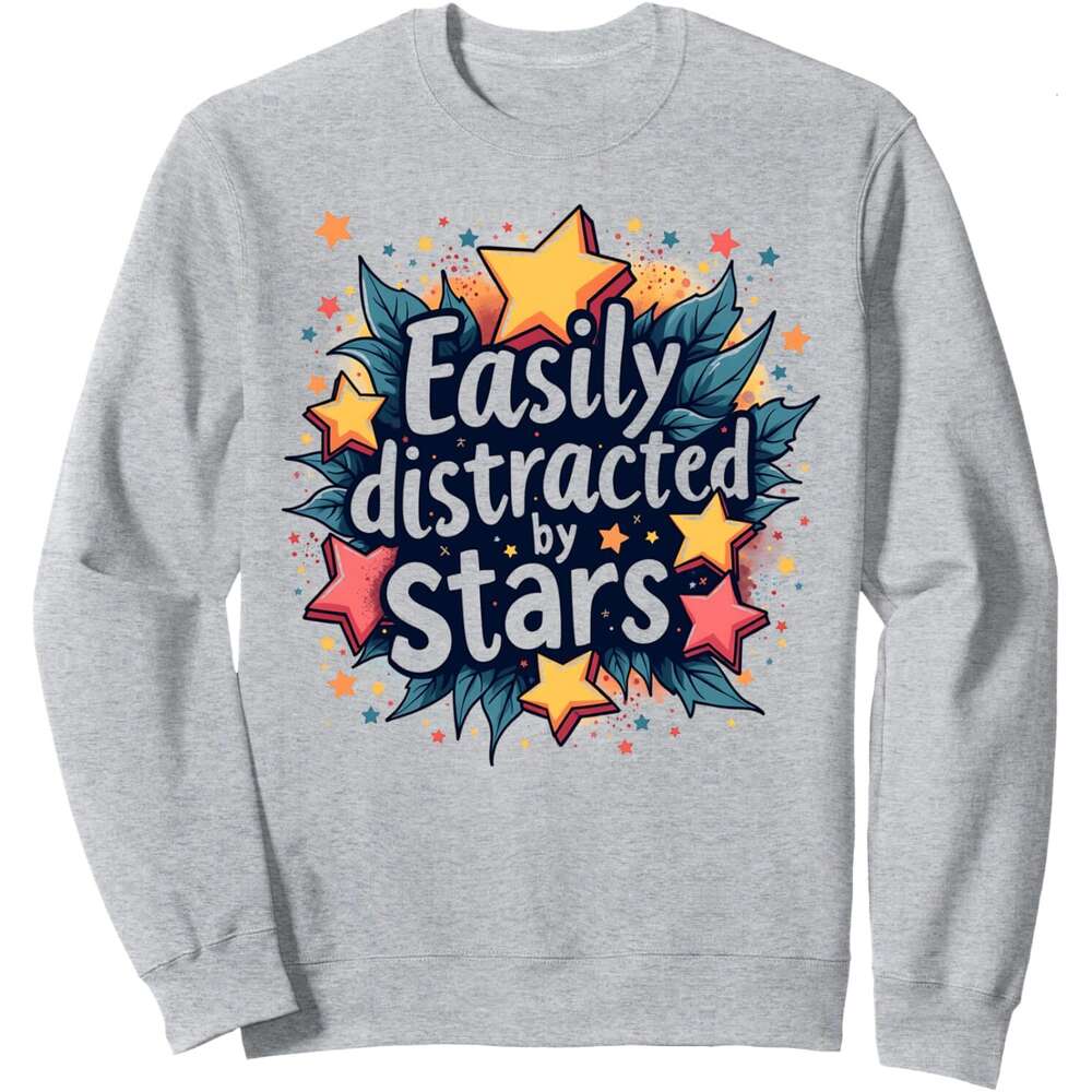 Long Sleeve Shirts for Men sweatshirt Space Galaxy Astronomer Easily Distracted by Stars Sweatshirt Tee Streetwear Casual tops clothes