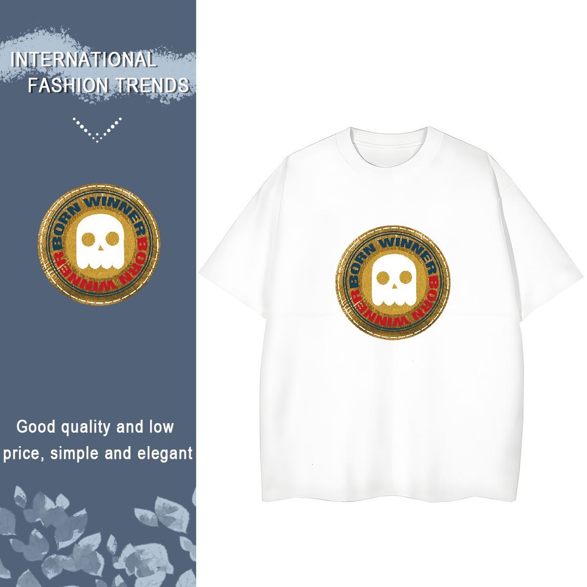 Classic T Shirts Women 230g Pure Cotton Breathable Home Outdoor skull Women Tshirts Unisex Plus Size Custom Wear