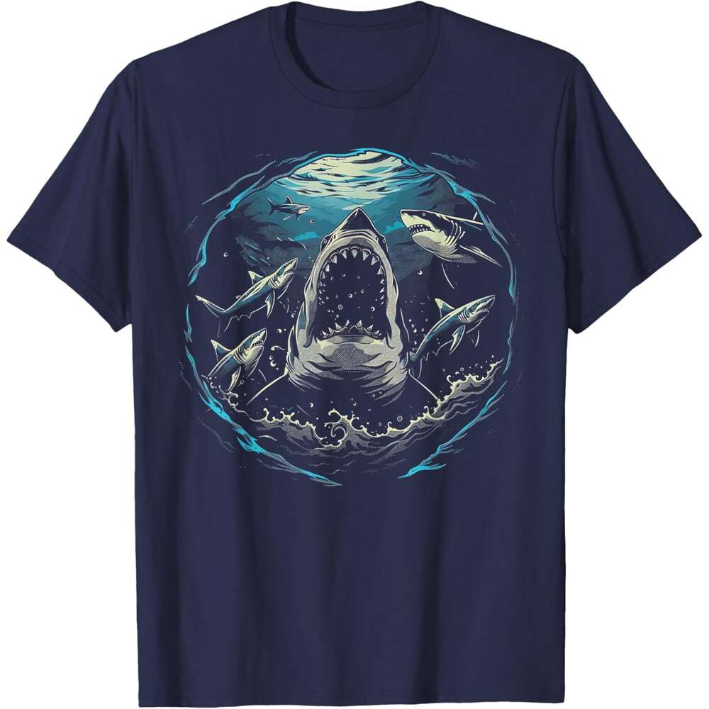 2025S Fashion Designer T Shirt For Mens Shark Ocean Underwater Animal Graphic Tees T Shirt Shirts Tshirt Casual Tops Clothes Short Sleeve