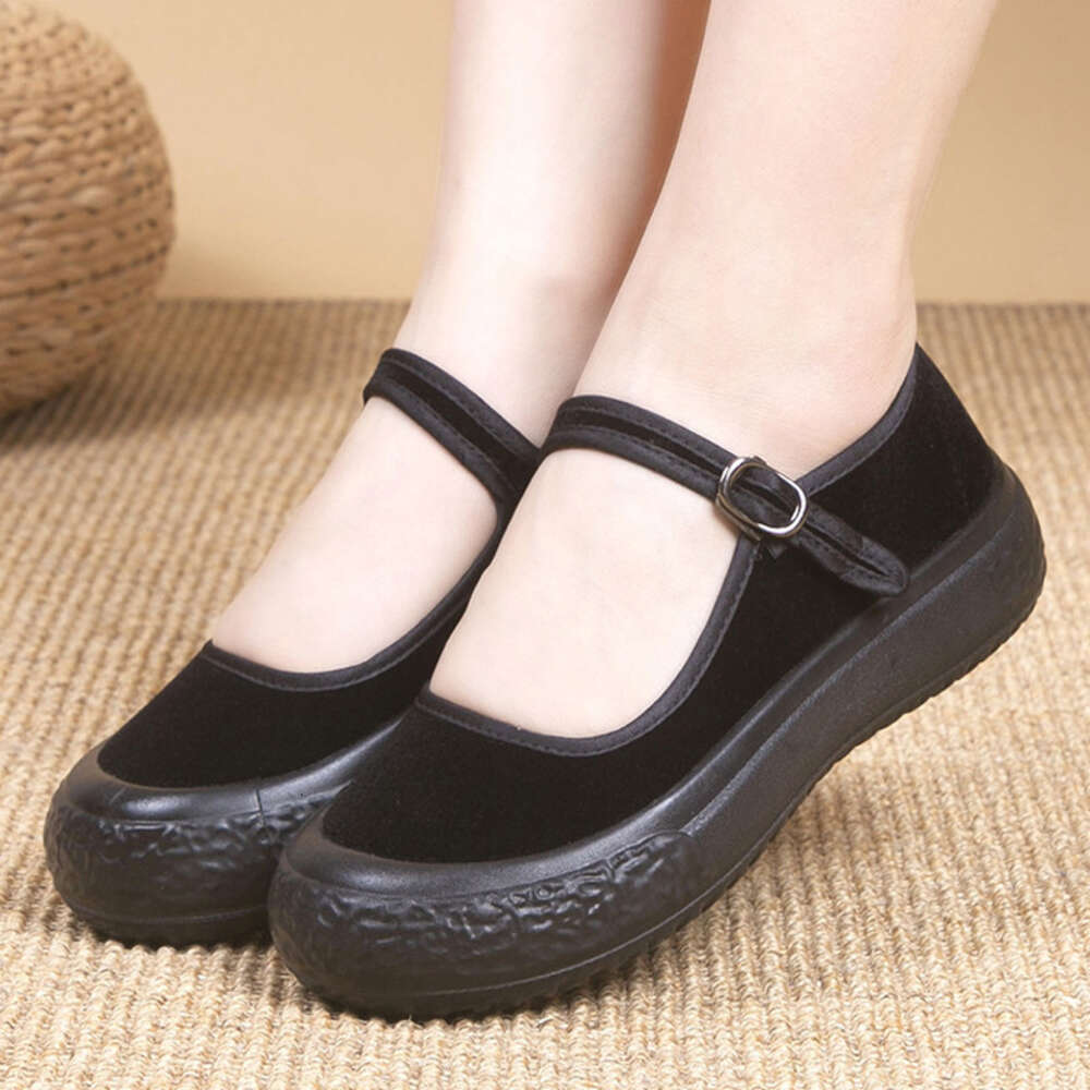 Ddmysports Autumn New Old Beijing Cloth Baotou Dance Black Belt Work Women S Mom Shoes OUTDOOR