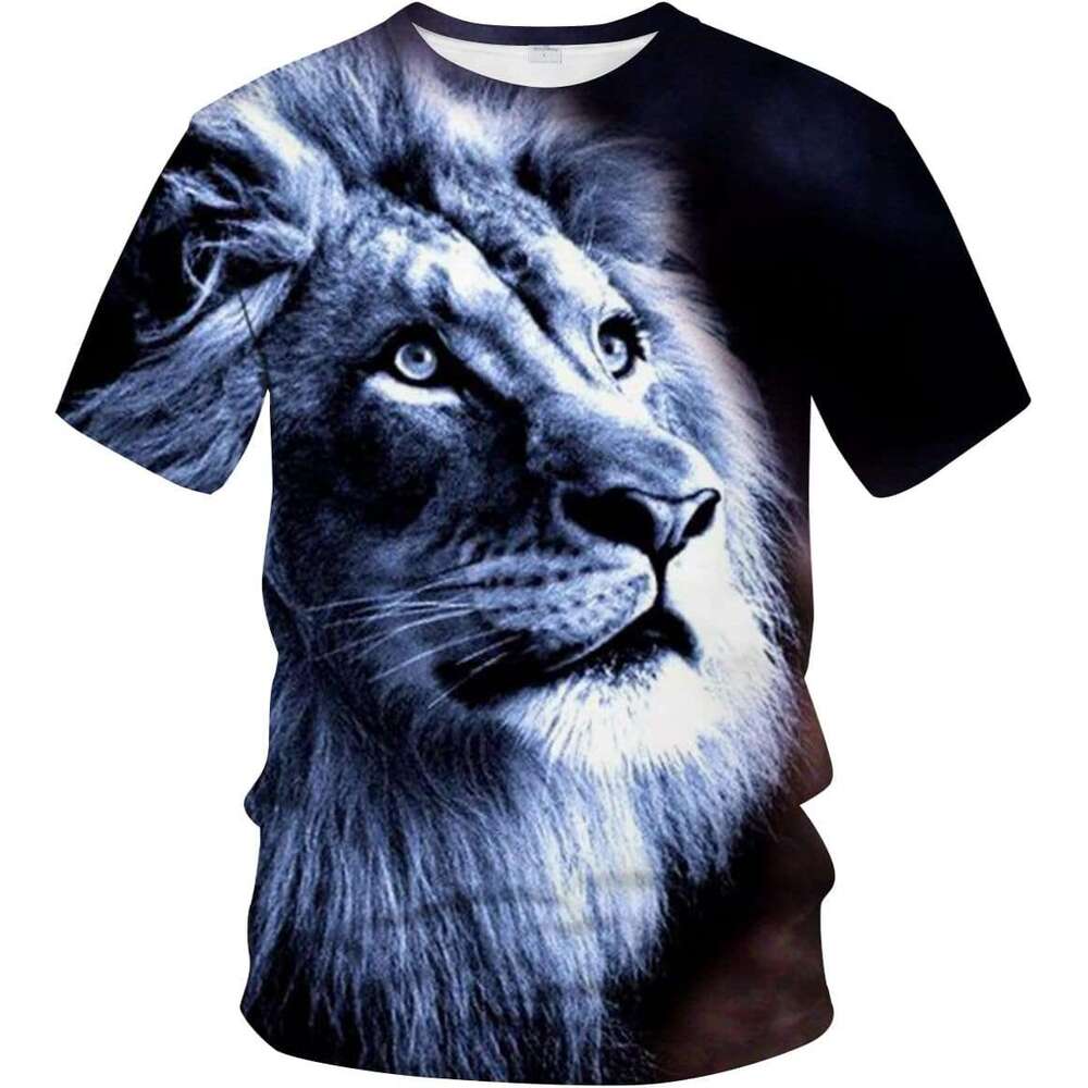 Mens T shirt Mens Domineering 3D Animal Lion T-Shirt Casual Short Sleeve Tee Shirt shirts tshirt graphic tee Casual tops summer clothes Short sleeve