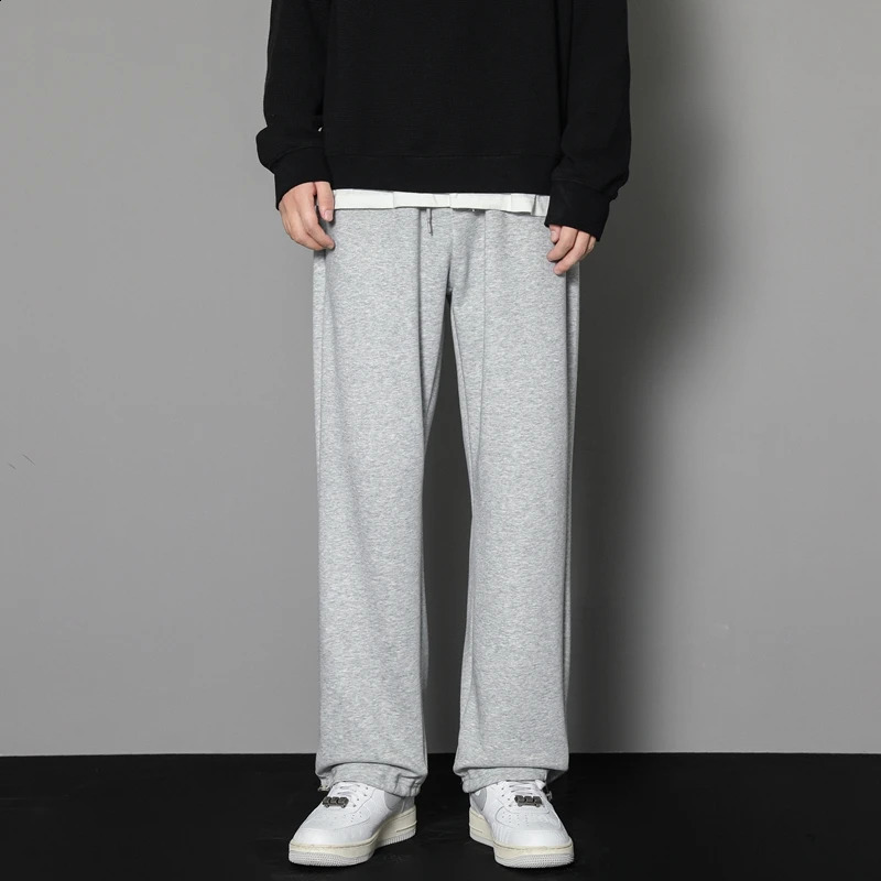 CAAYU Sweatpants Mens Straight Pants Large Size Male Loose Black Casual Pants Streetwear Sport Trousers Joggers Oversize Sports 240816CJ