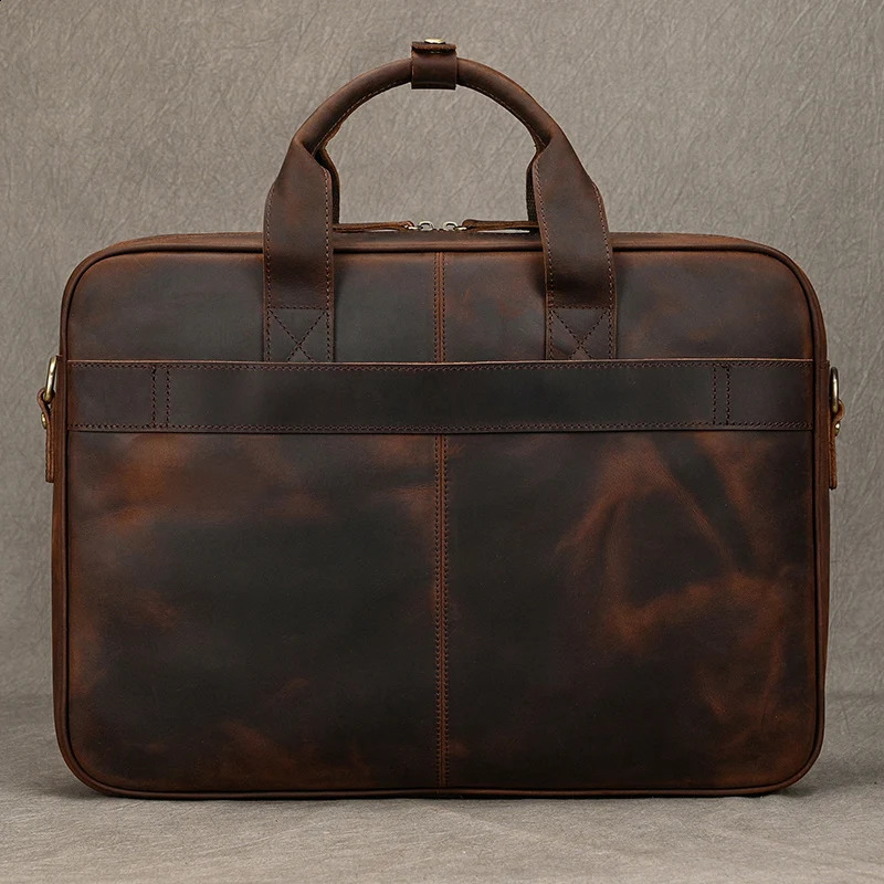 Genuine Laptop 14 15.6 PC Doctor Lawyer Computer Cowhide Male Briefcase Leather Men Business Bag 240816 99f1