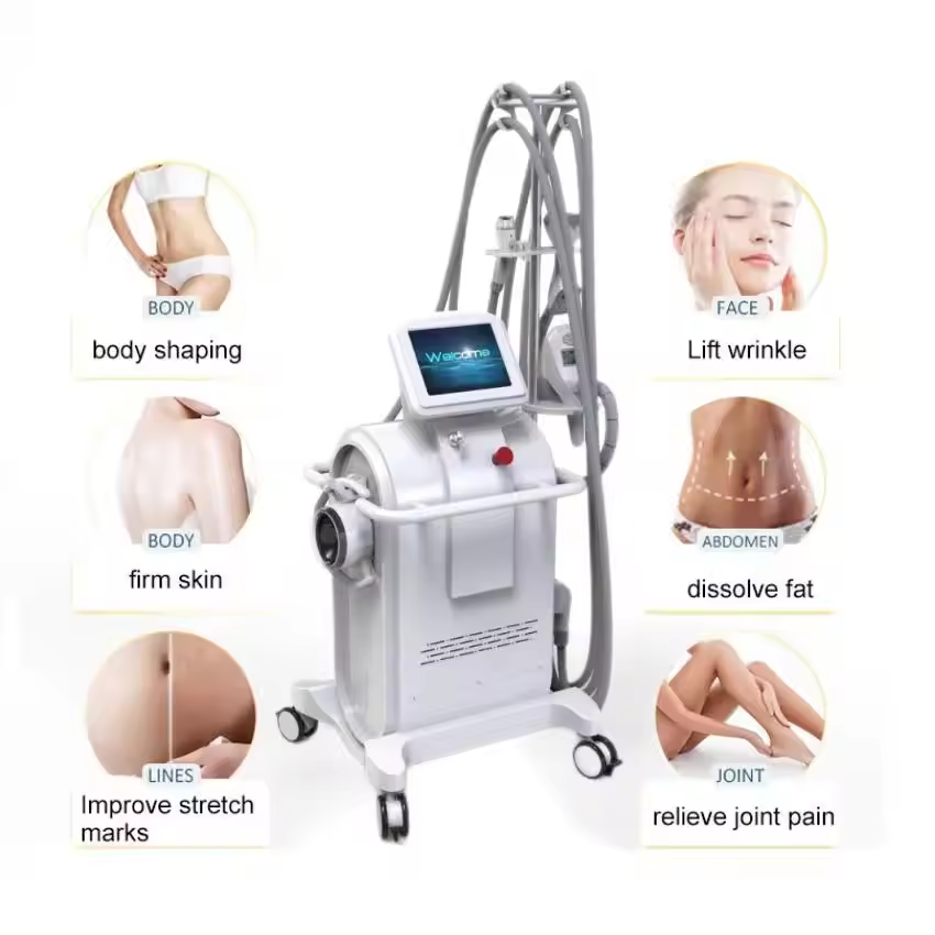 Newest Ultrasonic Cavitation Vacuum RF Roller Machine Led Screen Body Shaping Radio Frequency Machine Double Chin Body Slimming Auto Vacuum Roller Mac