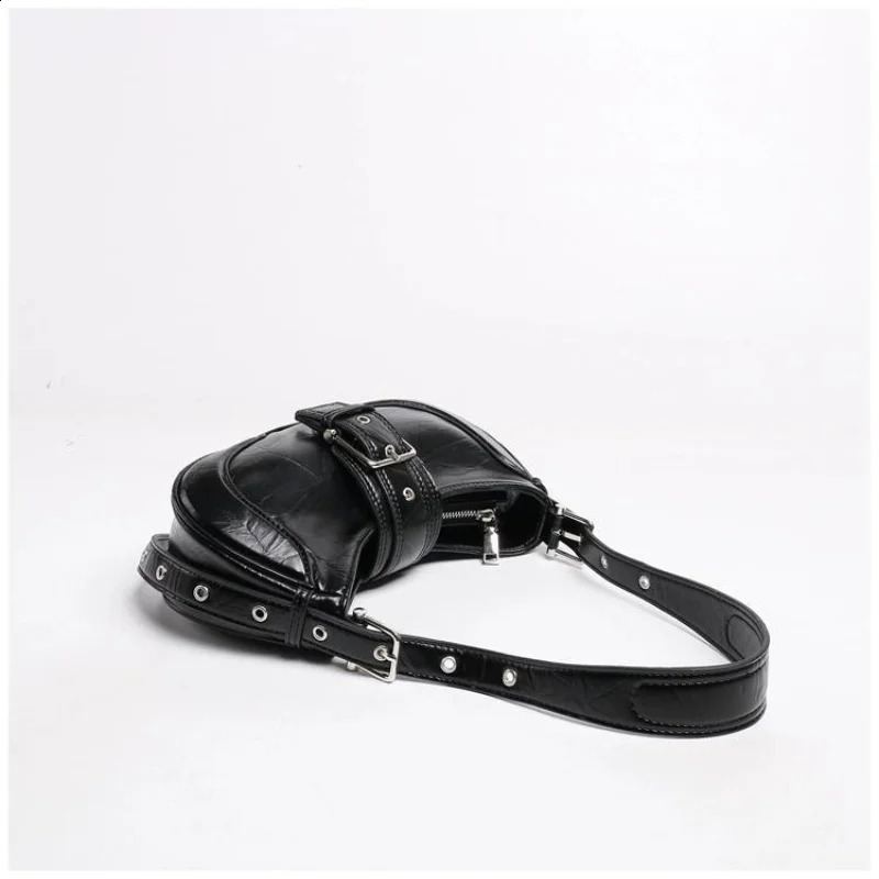 Womens Fashion Shoulder Bag Black PU Leather Bottom High Quality Handbag Girl Arm Wallet 240830