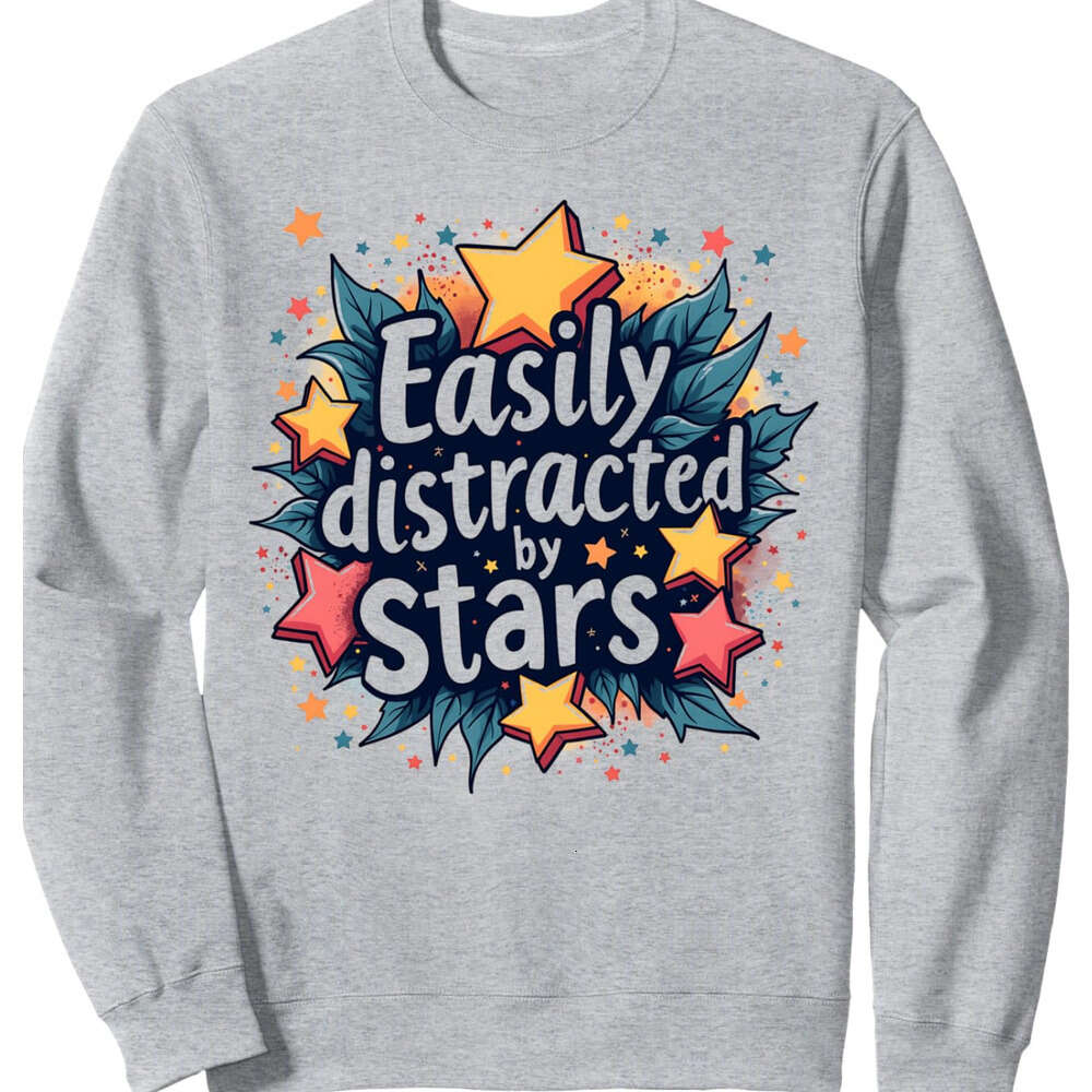 Long Sleeve Shirts for Men sweatshirt Space Galaxy Astronomer Easily Distracted by Stars Sweatshirt Tee Streetwear Casual tops clothes