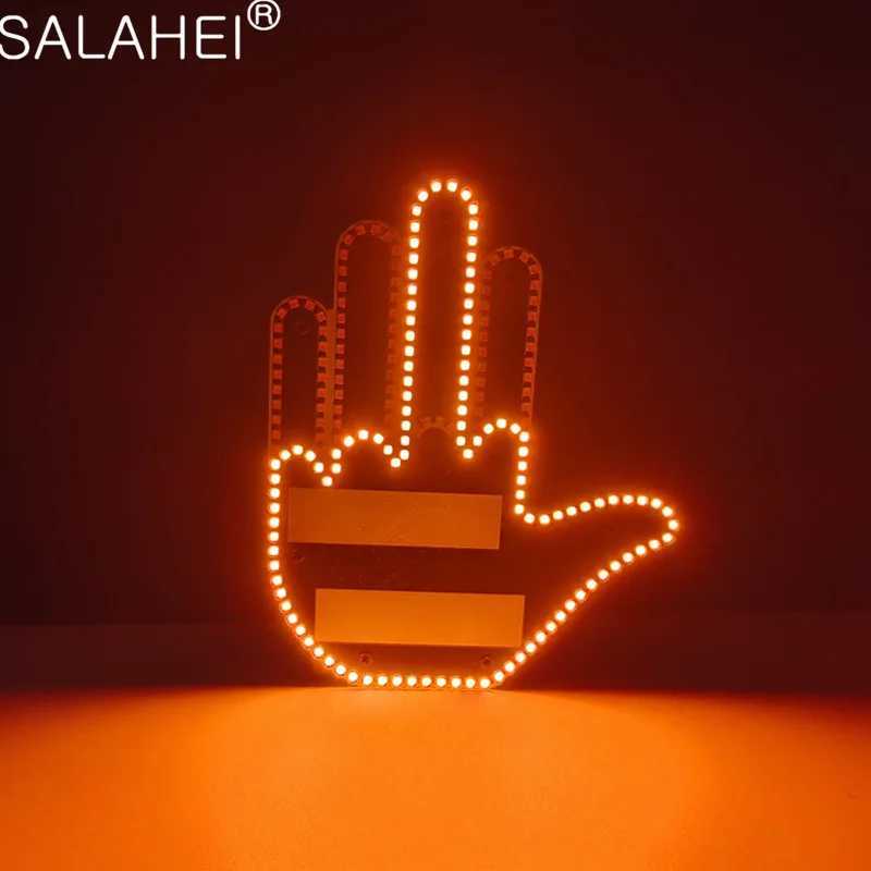 Hand Gesture Light for CarNew Finger Light Led Car Back Window SignCar Finger Light with RemoteRoad Rage Led Car Accessories Y240817