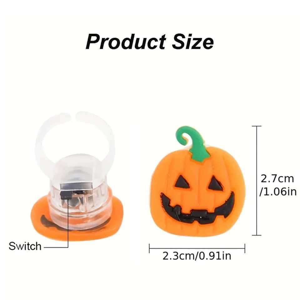 5-100PCS/Set Halloween LED Rings Light Horror Pumpkin Ghost Spider Glow Finger Rings For Kids Halloween Party Cosplay Supplies Y240817