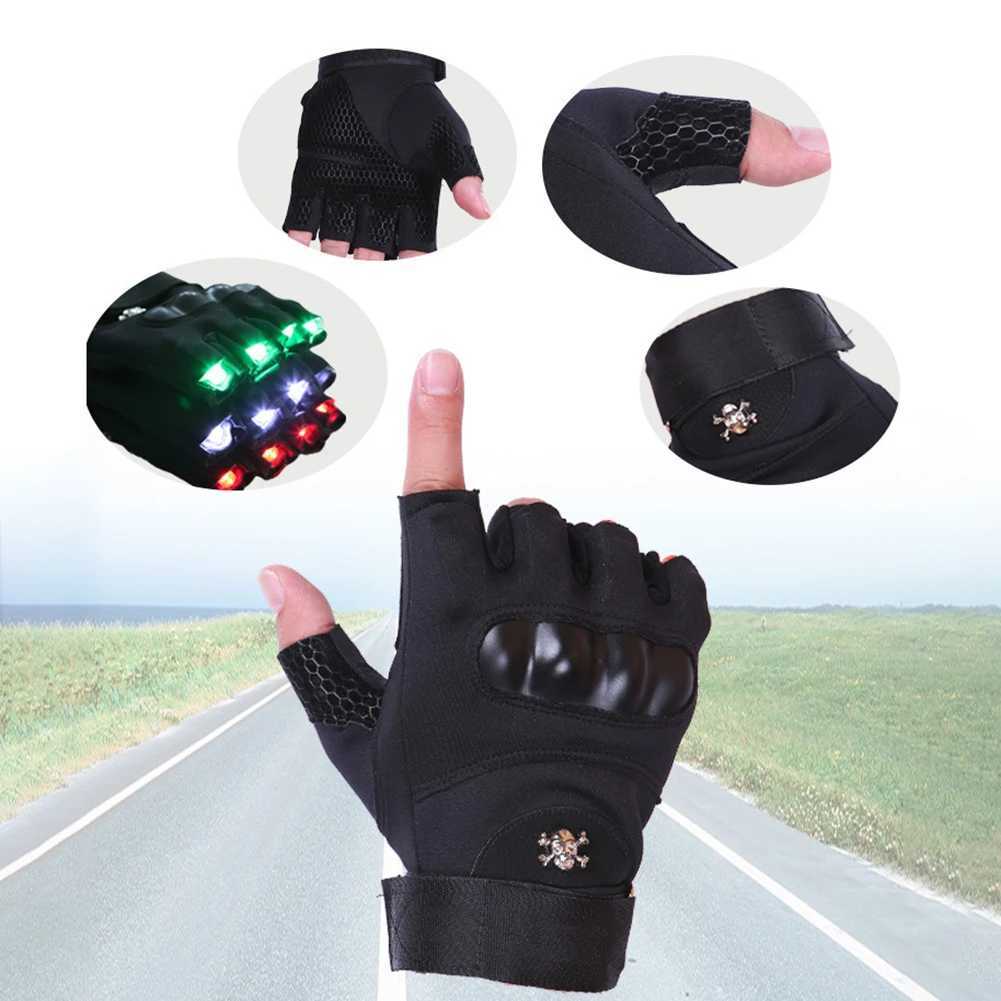 Half Finger Gloves LED Flashlight Waterproof Torch Fishing Outdoor Camping Hiking Survival Rescue Tool Laser Glowing Stage Glove Y240817