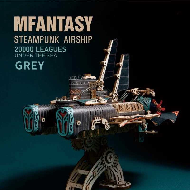 3D Wooden Puzzle Steampunk Airship Model Building Block Kits Submarine Handicraft Masterpiece DIY Assembly Toy Kids Adults Gift CL240817